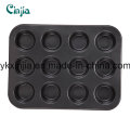 Aço Carbono Non-Stick 12 Cup Muffin Pan com padrão redondo